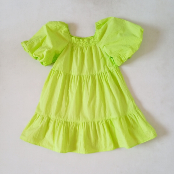 Zara Other - Zara neon lime green tiered puff sleeve dress
